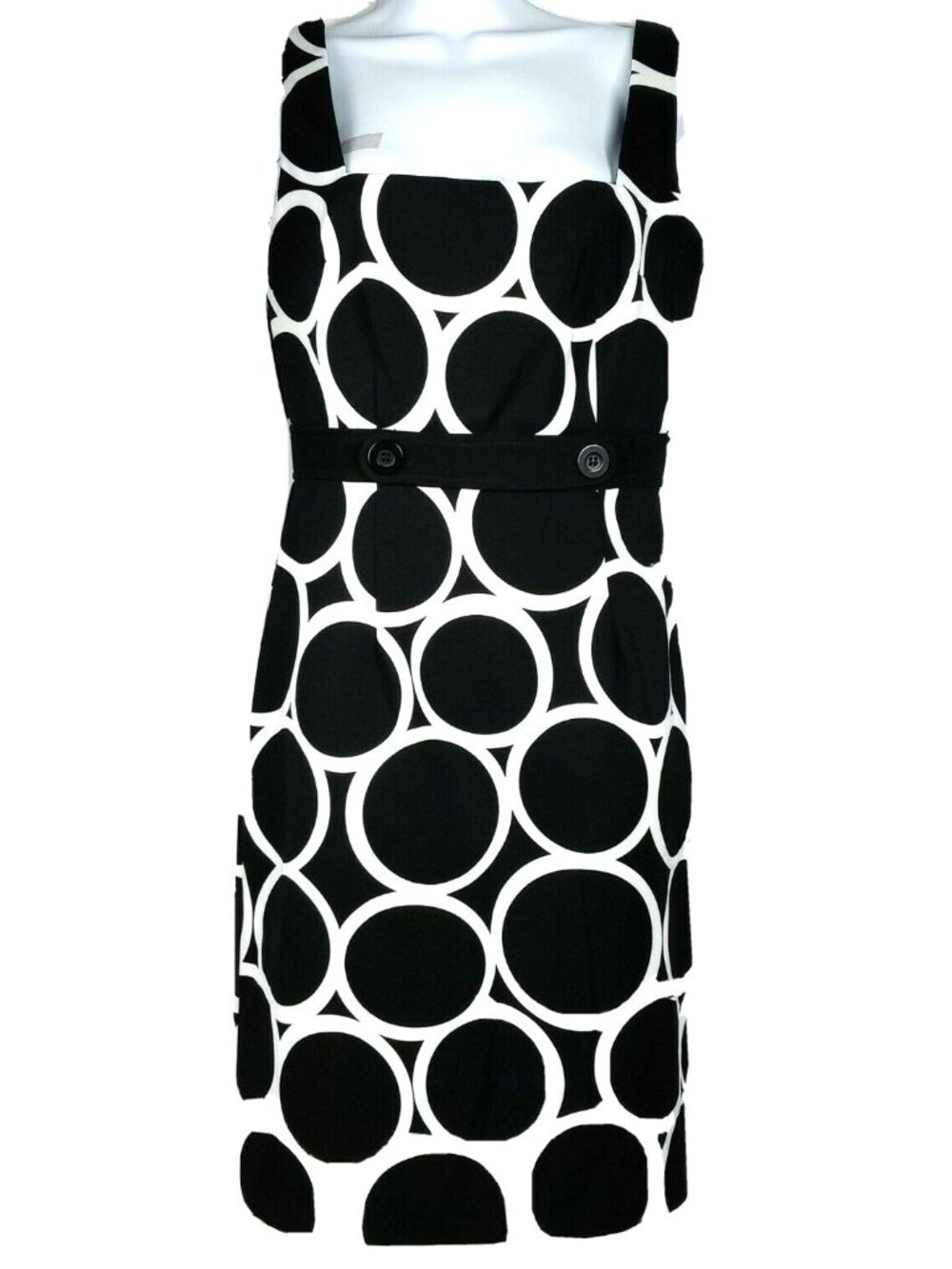 London Times Mod Summer Dress 6 Black White Sheath Retro Inspired Polished Chic - Picture 1 of 7